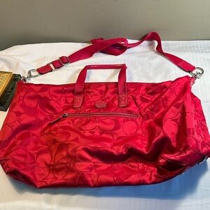 Coach Gateway Signature hot pink Nylon Packable weekender Tote bag
